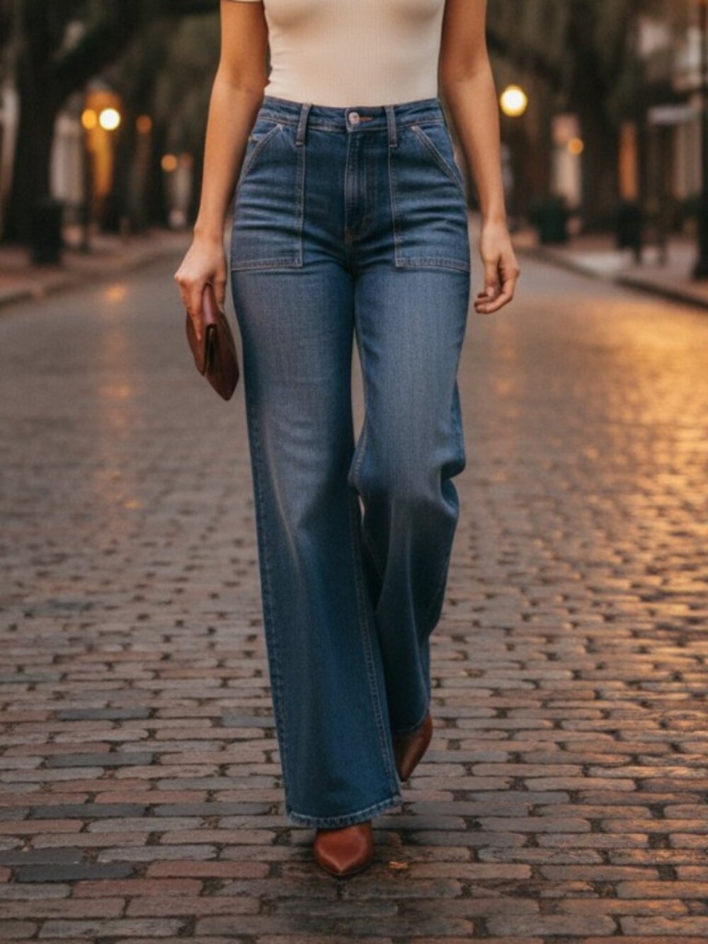 MOTHER Patch Maven Heel Wide Leg Jean 31 NWT Coastal Colors Faded Stretch Denim